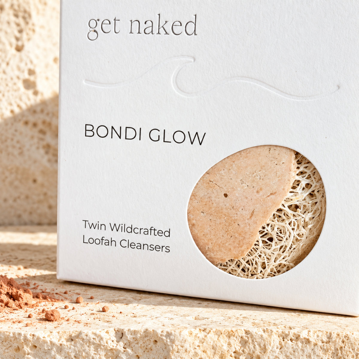 Bondi Glow Australian loofah body wash soap with natural loofah and retail box